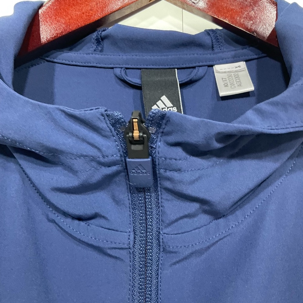 Adidas Jacket, Windbreaker, Blue & White, Zip-Up, Size See Measurements - Picture 2 of 14